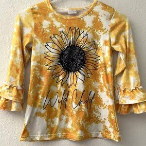 WILD CHILD SUNFLOWER TIE DYE TOP